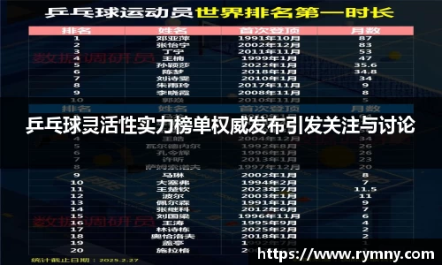 乒乓球灵活性实力榜单权威发布引发关注与讨论